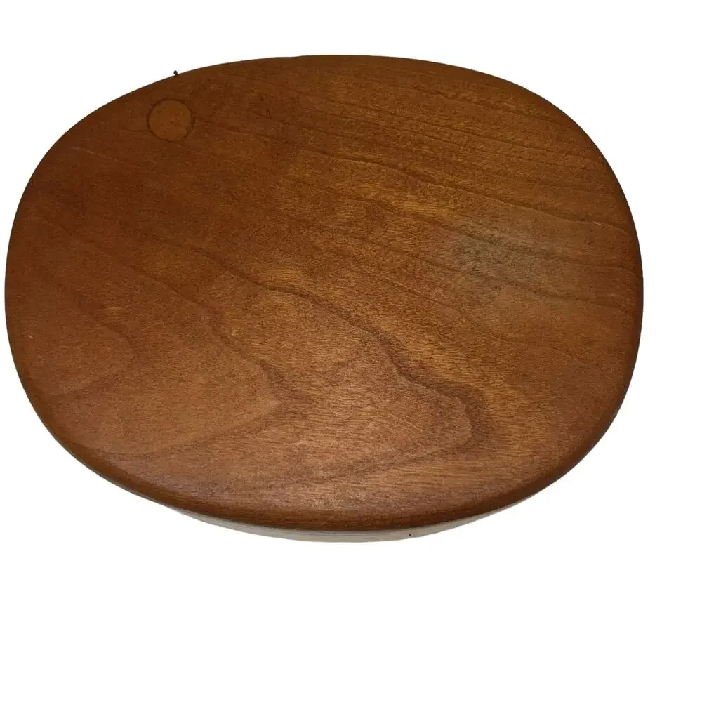 Wooden Covered Trinket Box Sliding Cover Oval